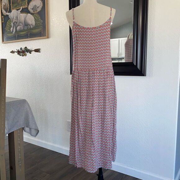 Womens Geometric Scoop Neck Sleeveless Spaghetti Strap Midi Maxi Dress Medium - Picture 3 of 7